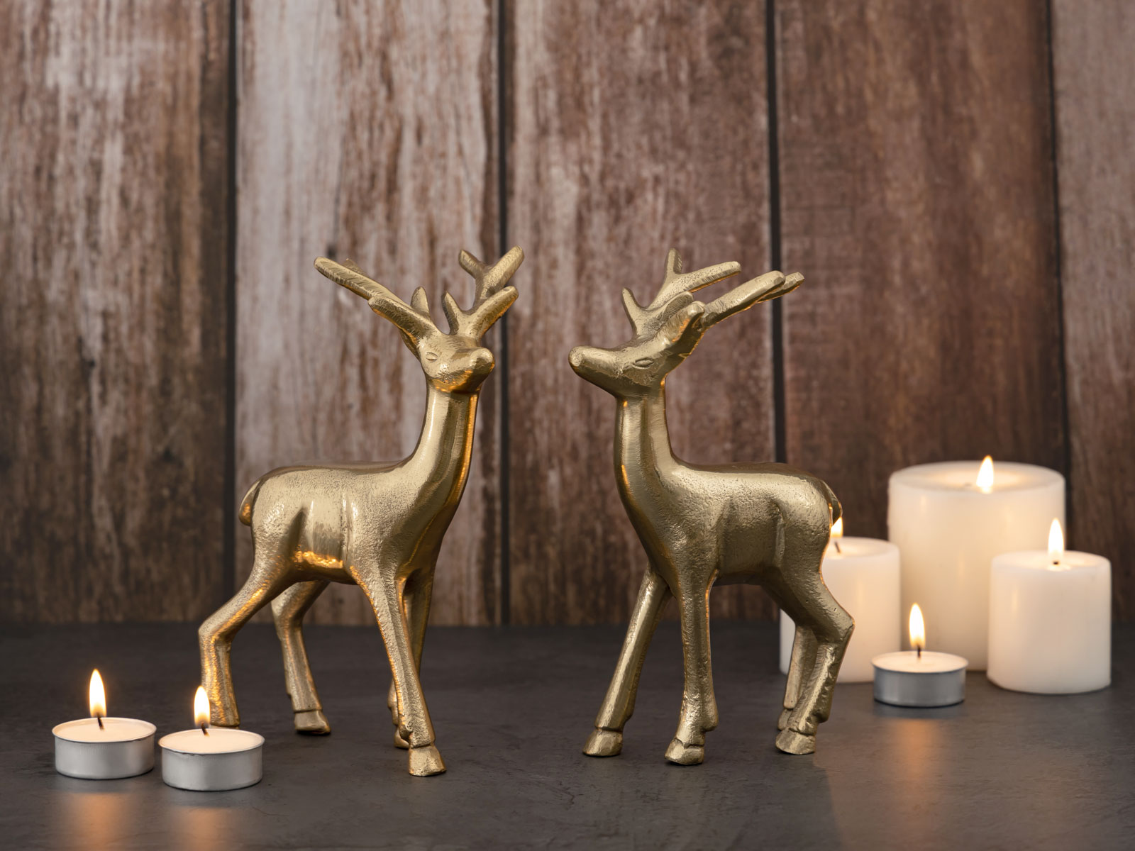 Casamia Aluminium | Figur silber gold Hirsch Weihnachtsdeko Set Deko o. Wohnen 2er Metall Tierfigur Tischdekoration