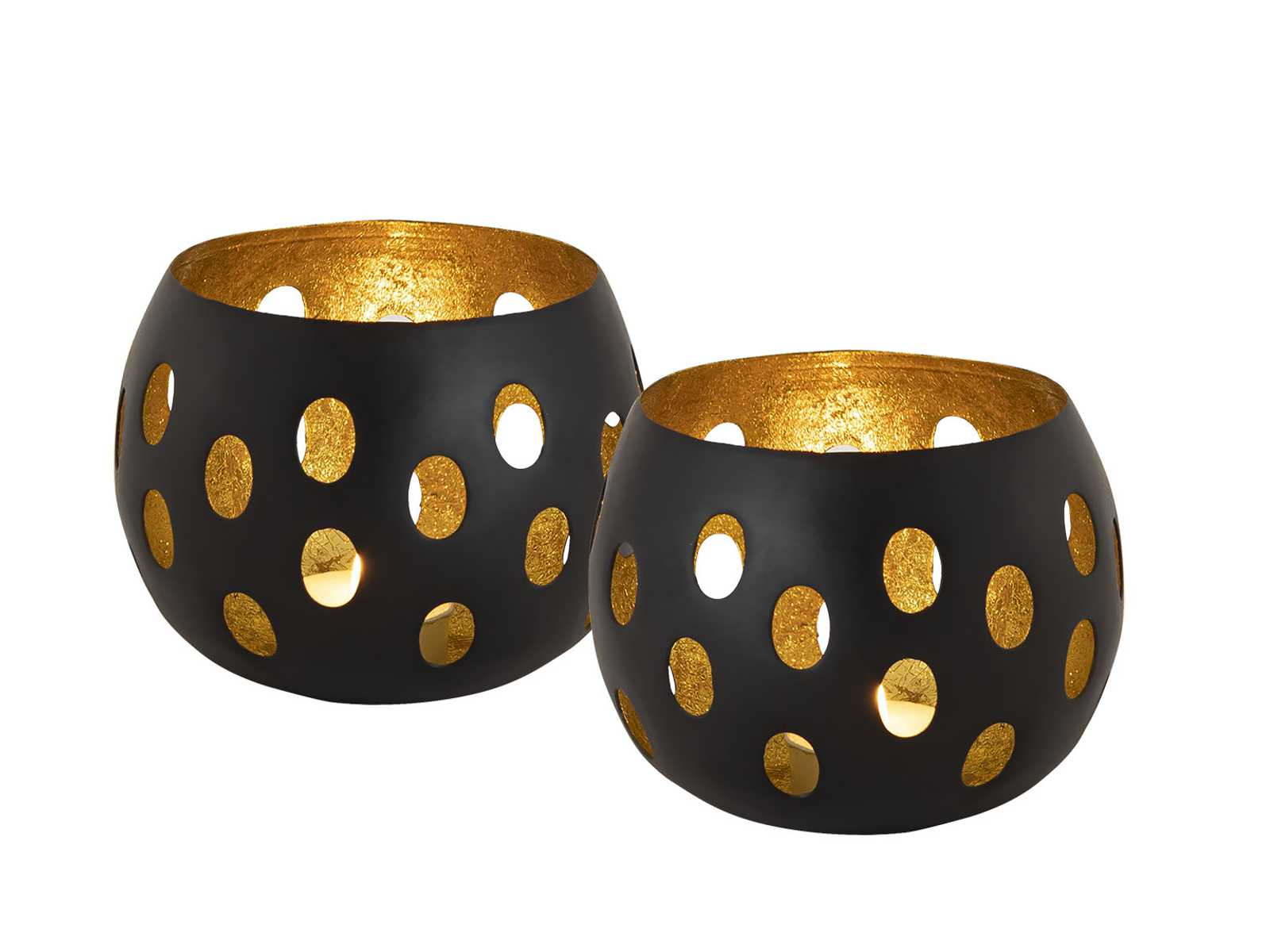 innen schwarz Casamia Teelichthalter 2-teilig Kugelform matt Set Kerzenhalter | Wohnen Florina vergoldet