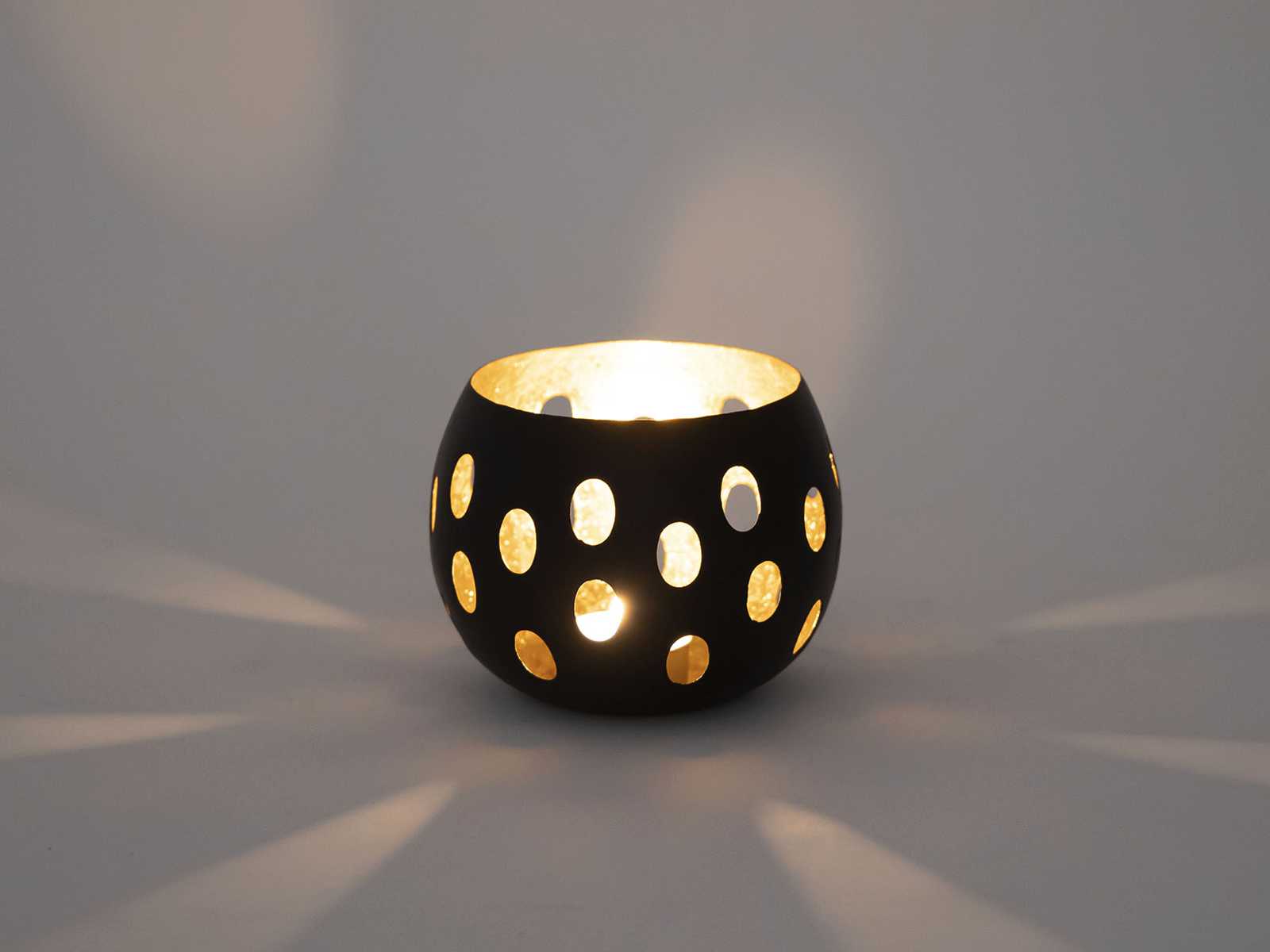 Teelichthalter Set 2-teilig Kerzenhalter | vergoldet Casamia matt innen schwarz Wohnen Kugelform Florina