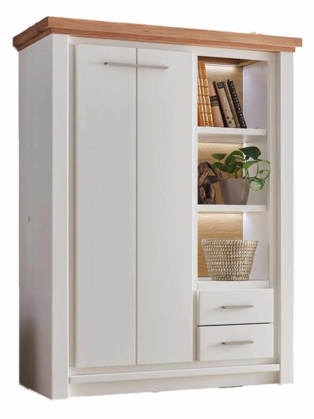 Highboard Olbia Ausstellungsstück 112x145x45cm Pinie Nordica weiß Wildeiche natur massiv