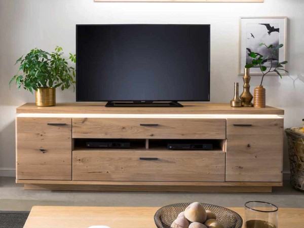 TV-Lowboard Braga Fernsehschrank Balkeneiche Bianco geölt