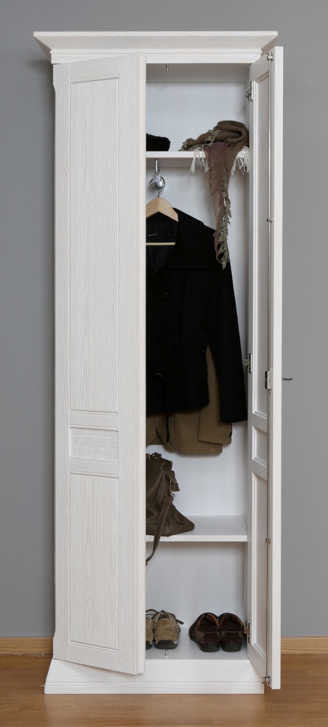 Garderobe-SET Vienna 4-teilig incl. Garderobenschrank, Spiegel Pinie Panel Wohnen Casamia und Kommode, aus | massiv