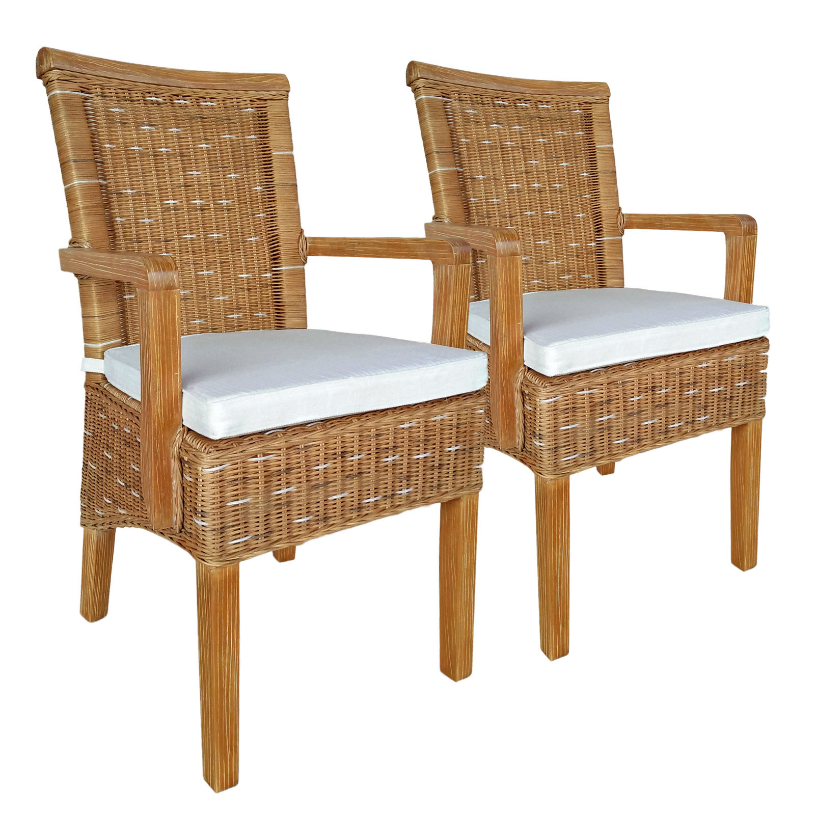Esszimmer Stühle | Set Rattanstuhl Stück Wohnen Korbstuhl Casamia Sessel mit 2 Perth nachhaltig capuccino Armlehnen